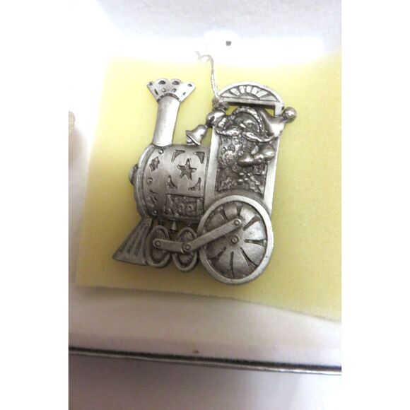 Wallace Silversmiths Antique Pewter Christmas Train Ornament Mint in Box - Picture 1 of 4